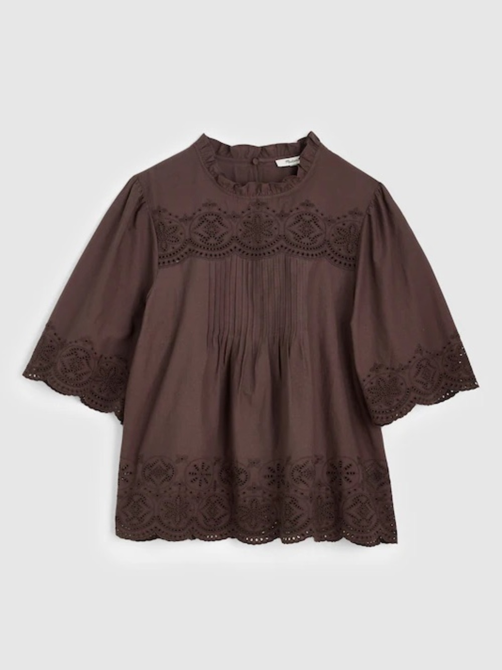 NWT madewell Embroidered Pintuck High-Neck Top - Picture 6 of 6
